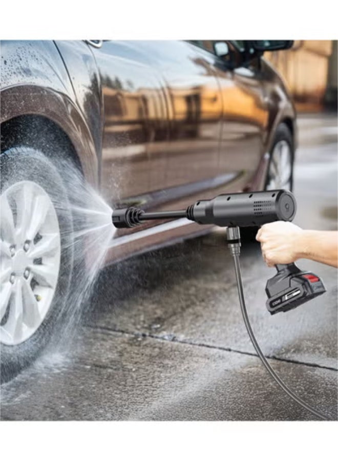 جرين ليون غسالة ضغط، مضخة غسل سيارات ضغط عالي لاسلكية بجهد 21V، مسدس غسيل ضغط يدوي مع رؤوس رش، مسدس تنظيف كهربائي محمول مع خرطوم بطول 5 أمتار لتنظيف السيارات والمنزل. - Image 4